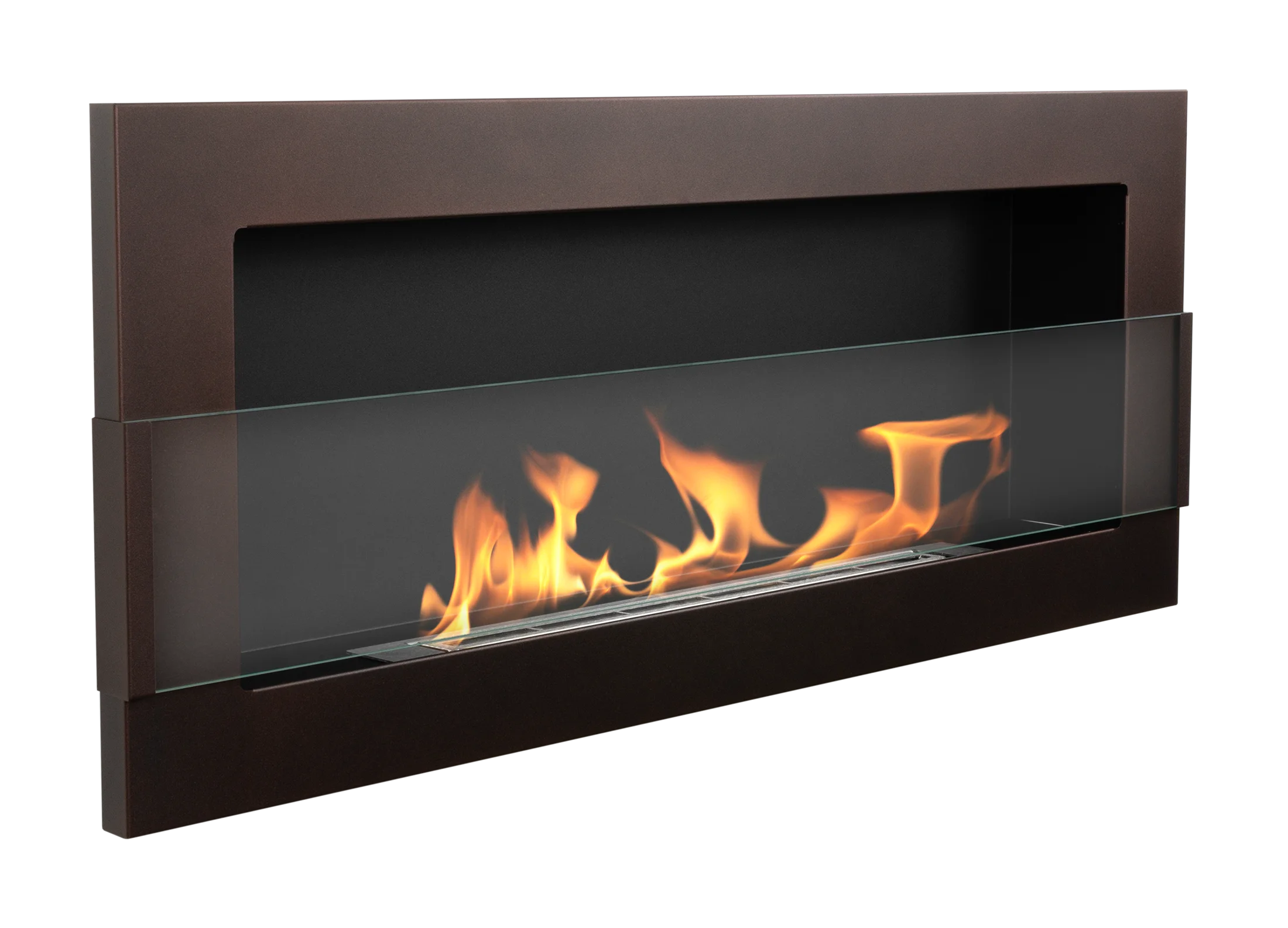 Bioethanol Wandkamin 90 × 40 Cm Mit Sicherheitsglas, Tüv-brenner 0,75 L, Braun