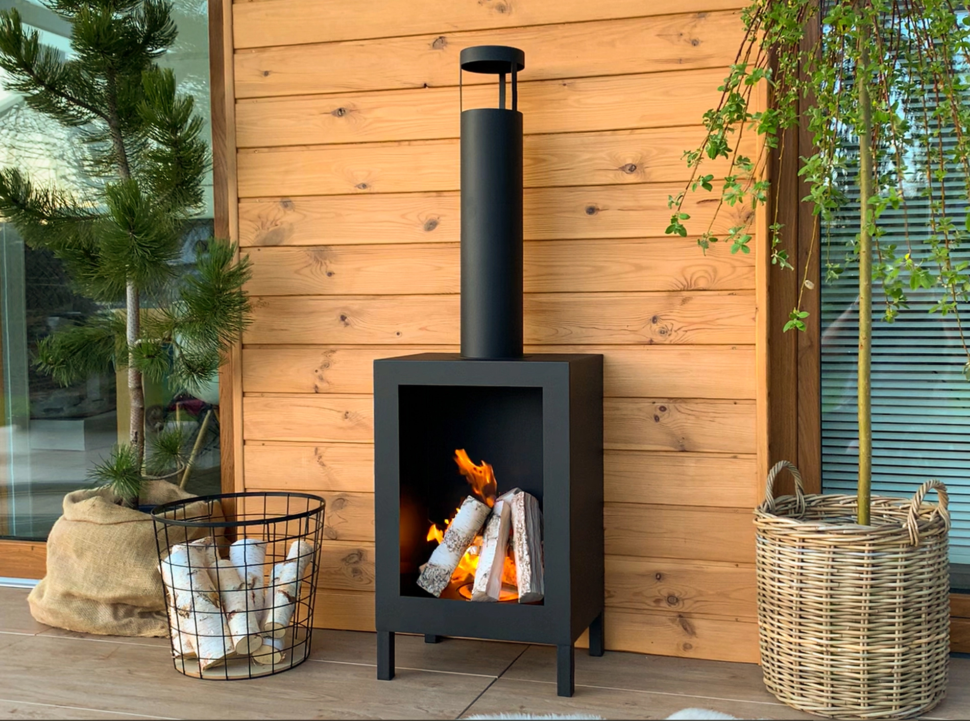 Bioethanol Standkamin Kozen Xl Mit Edelstahlbrenner 1 L, Schwarz Matt