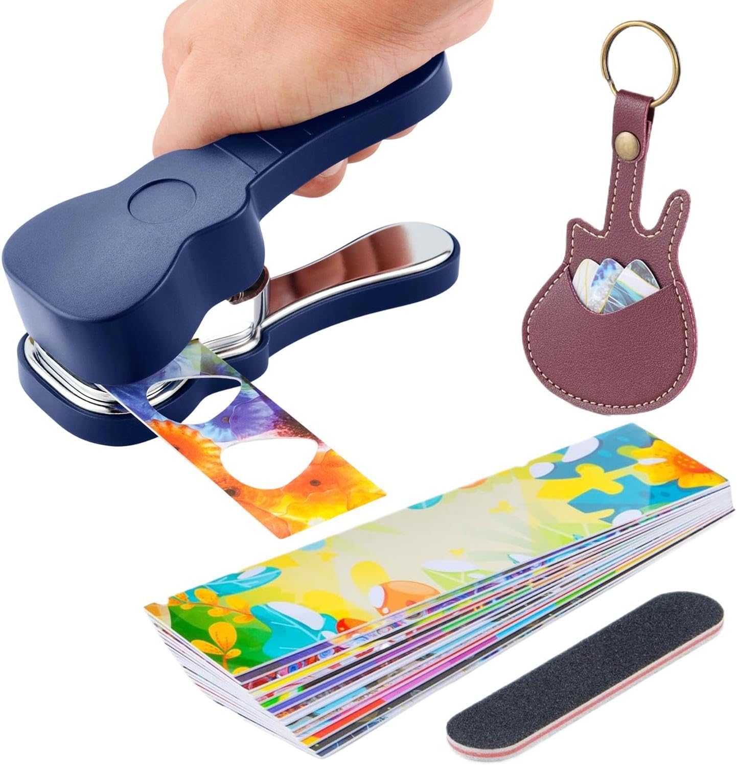 Gitarrenplektrum-stanze, Plektrumschneider Mit Plektrumstreifen, Schleifgerät Und Leder-schlüsselanhänger-clip, Für Musiker, Gamer, Jungen, Teenager-geburtstage