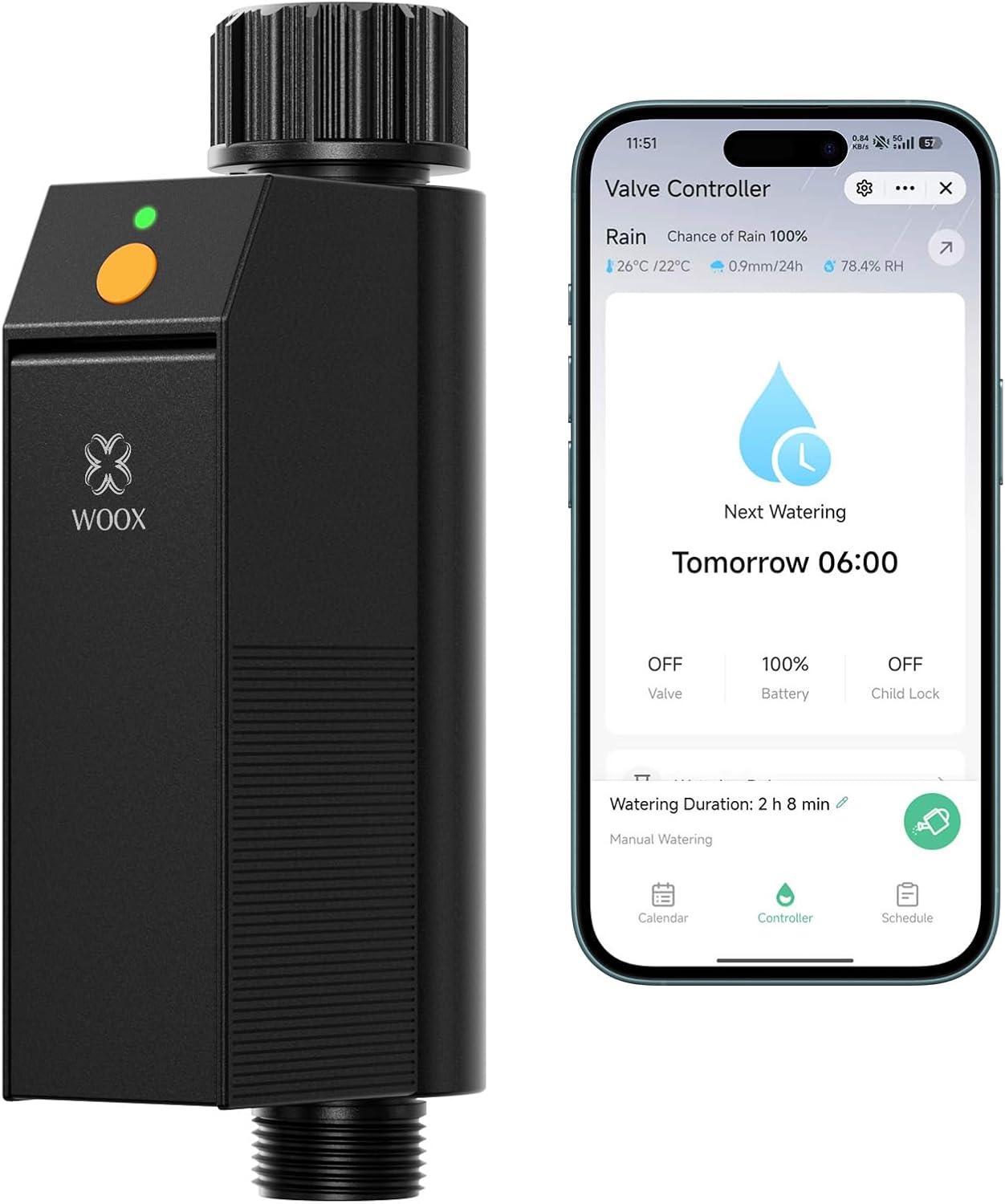 Intelligenter Wlan-bewässerungstimer, Kein Hub Erforderlich, 2,4-ghz-bewässerungssteuerung, App-/sprachsteuerung, Ip65 Wasserdichter Automatischer Bewässerungstimer Mit Regenverzögerung Und Manueller
