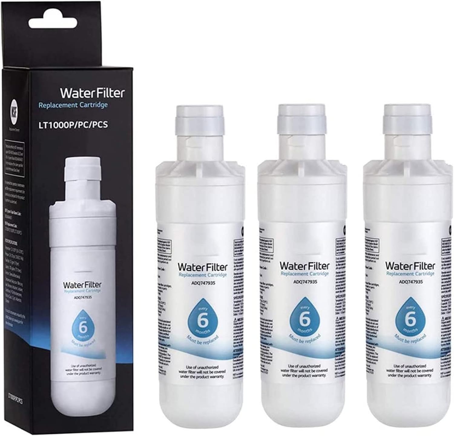 3er-pack Ersatzwasserfilter Adq747935 Für Lt1000p/pc/pcs Nsf-zertifiziert, Kompatibel Mit Adq74793501, Adq74793502, Lfxs26973s, Mdj64844601, Lmxs28626s, Lmxs30796s, Lmxc23796s