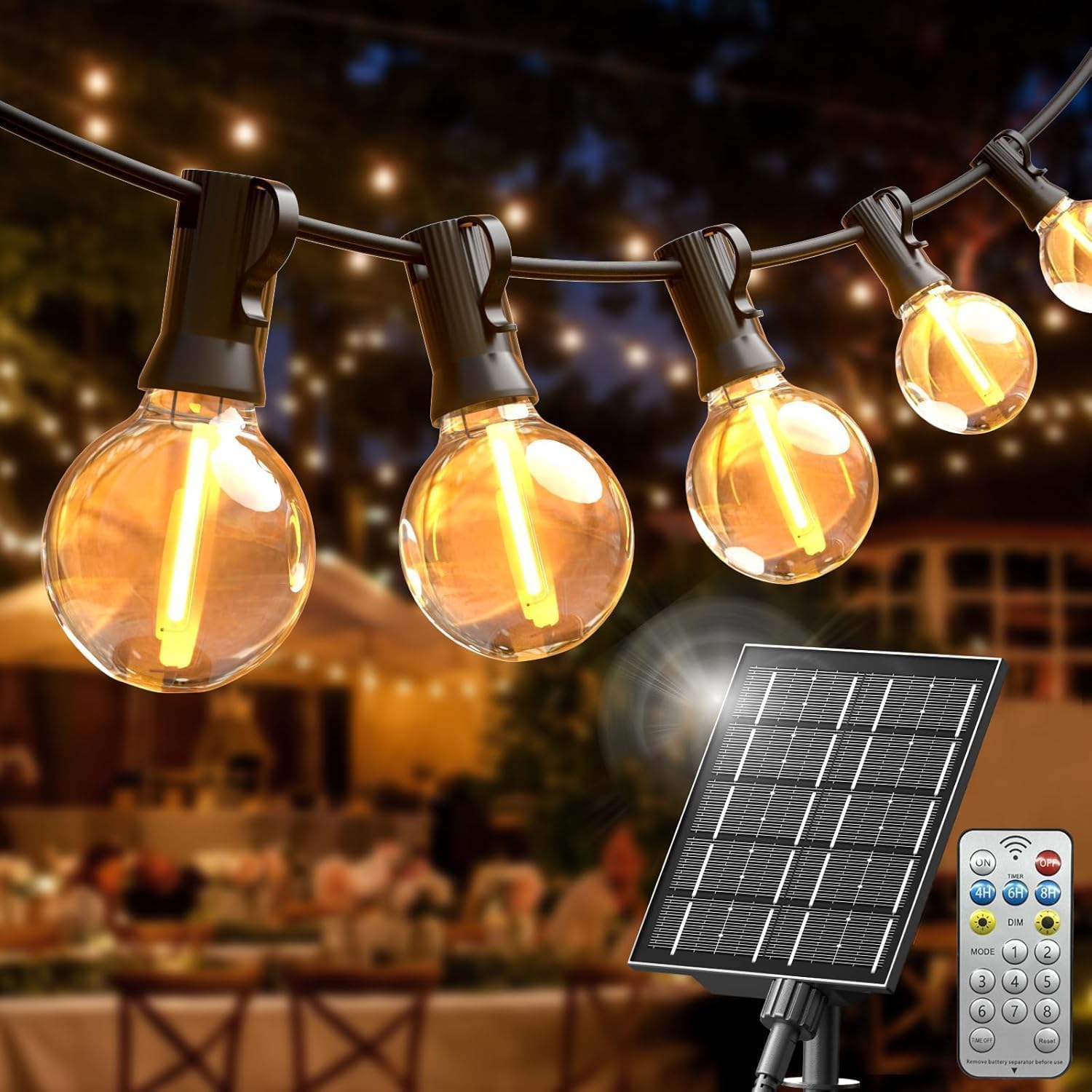 20 M Lange Solar-led-lichterkette Für Den Außenbereich Mit 30 + 2 Leds Fernbedienung, 4 Modi, Ip44 Wasserdicht, Für Garten, Terrasse, Balkon, Hochzeit Und Dekoration
