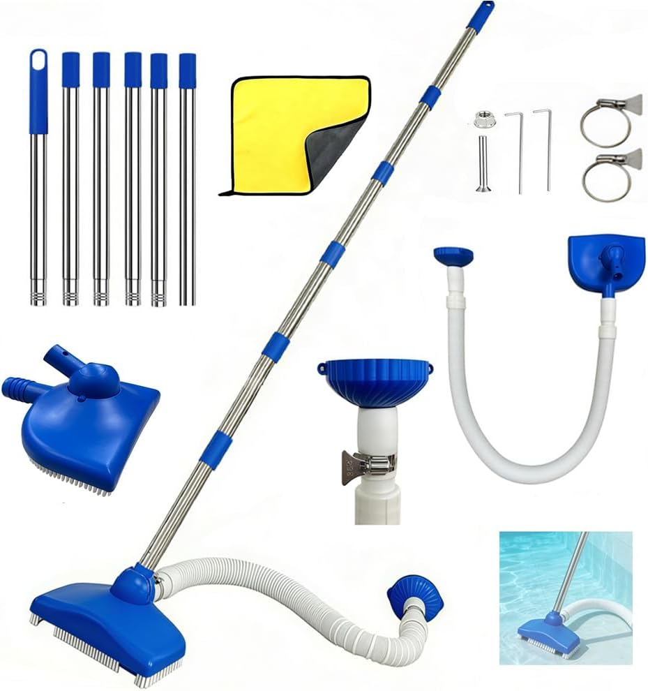 Poolbodenreiniger Mit 350 Cm Langem, Ausziehbarem Schlauch, Aufblasbarer Poolsauger, Bodensauger Mit 230 Cm Langer Teleskopstange