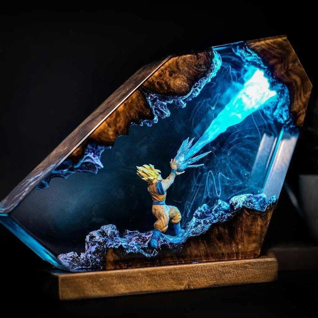 3d-dragon-ball-nachtlicht Aus Epoxidharz, Son-goku-figur Aus Kunstharz Mit Holzsockel, Tischlampe Mit Usb-kabel Und 16 Farben, Mehrfarbiges Led-nachtlicht Mit Fernbedienung