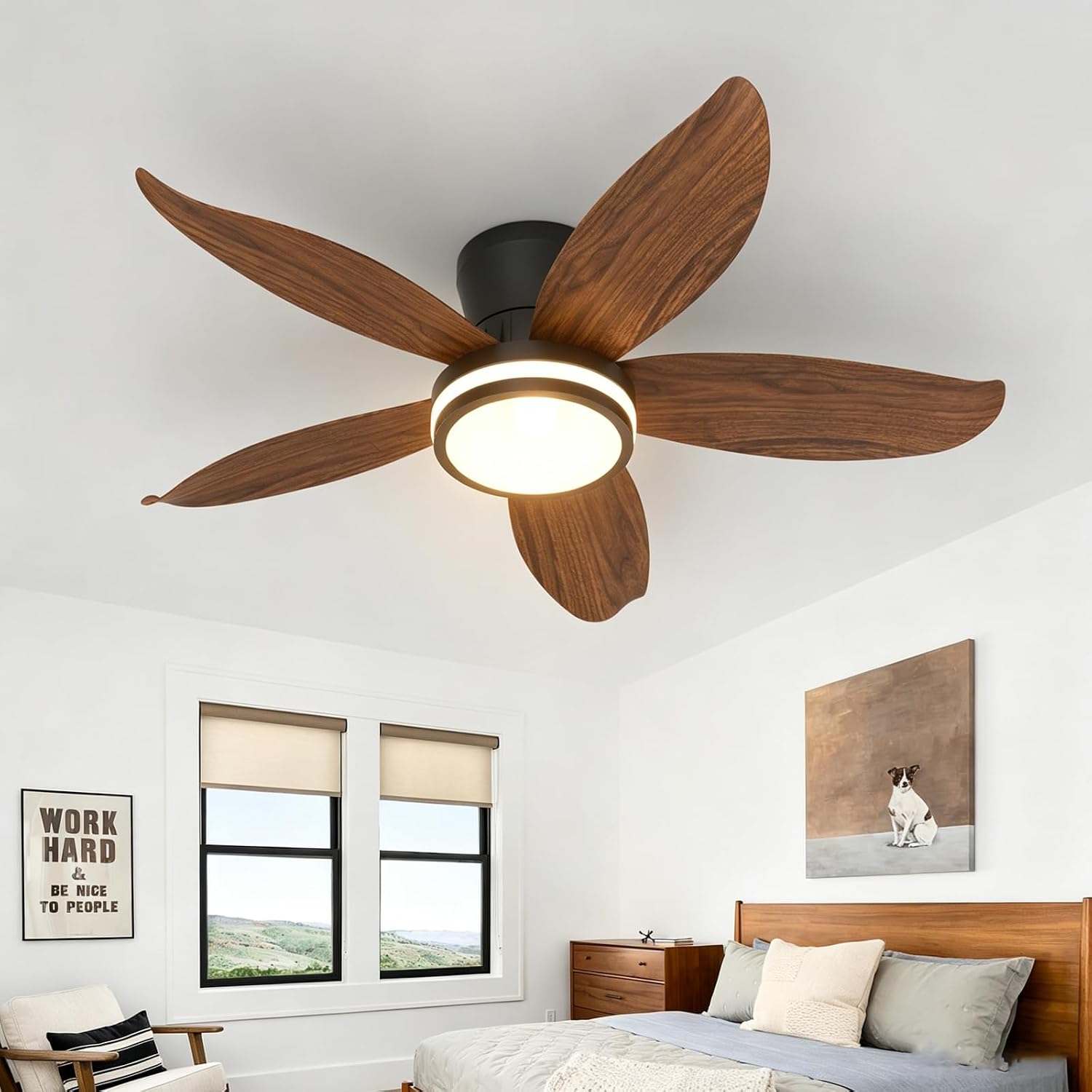 Moderner Deckenventilator 65/88 Cm, Led-beleuchtung Und Fernbedienung, Leiser, Reversibler Gleichstrommotor, 6 Geschwindigkeitsstufen, 3 Dimmbare Lichtfarben Für Schlafzimmer Und Küche