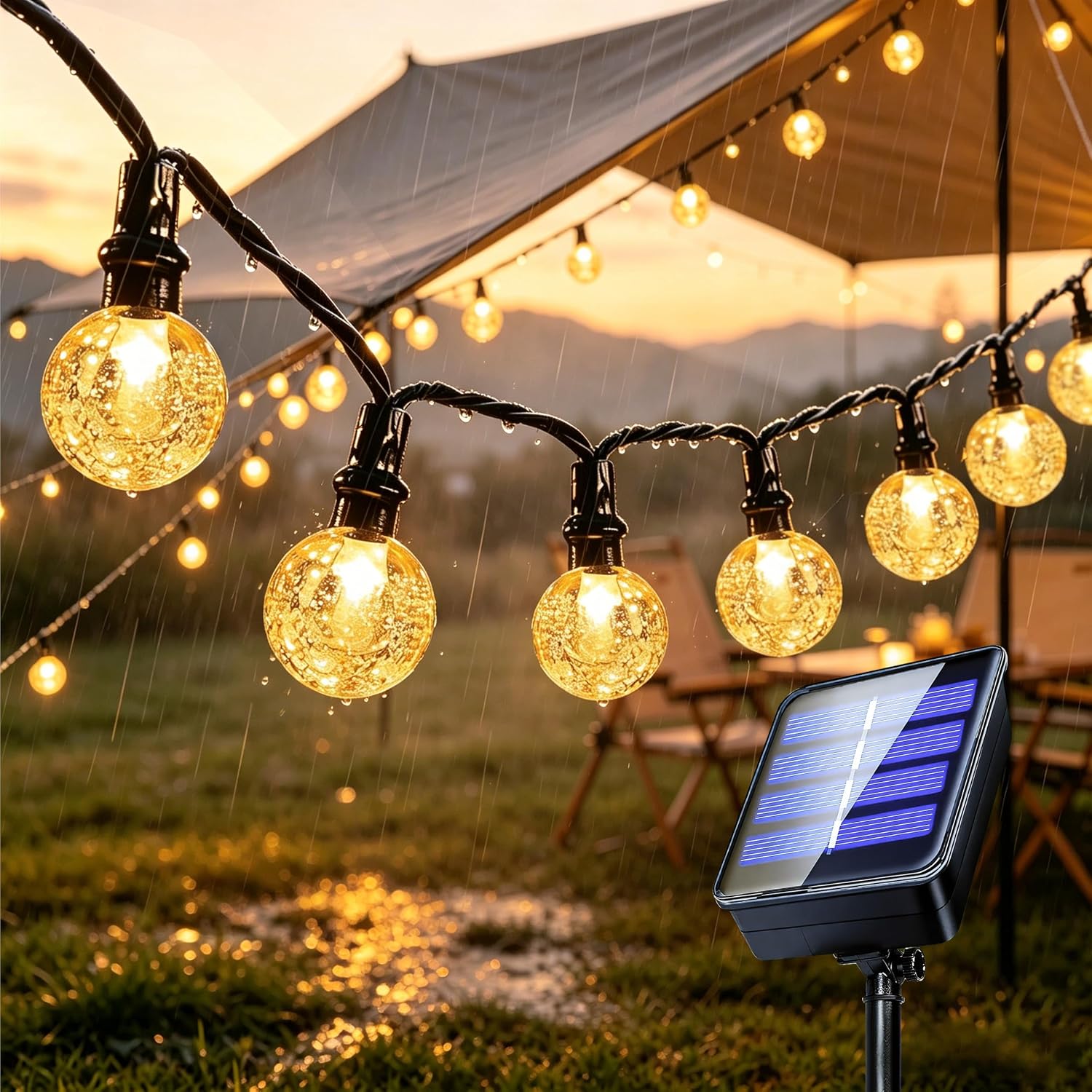 7 M Lange Solar-lichterkette Mit 50 Leds, 8 Modi Ip65 Wasserdichte Solar-lichterkette Für Garten, Terrasse, Balkon, Hochzeit