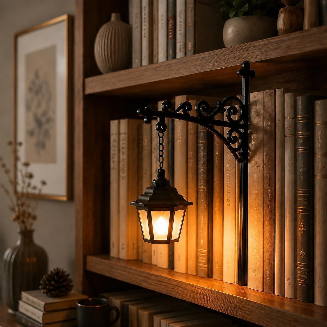 Dekorative Bibliothekslaterne Für Bücherregale – Leselampe Für Bibliotheksverse – Antike Led – Geisterlampe Für Leseecke – Einzigartiges Geschenk Für Bücherliebhaber (b)