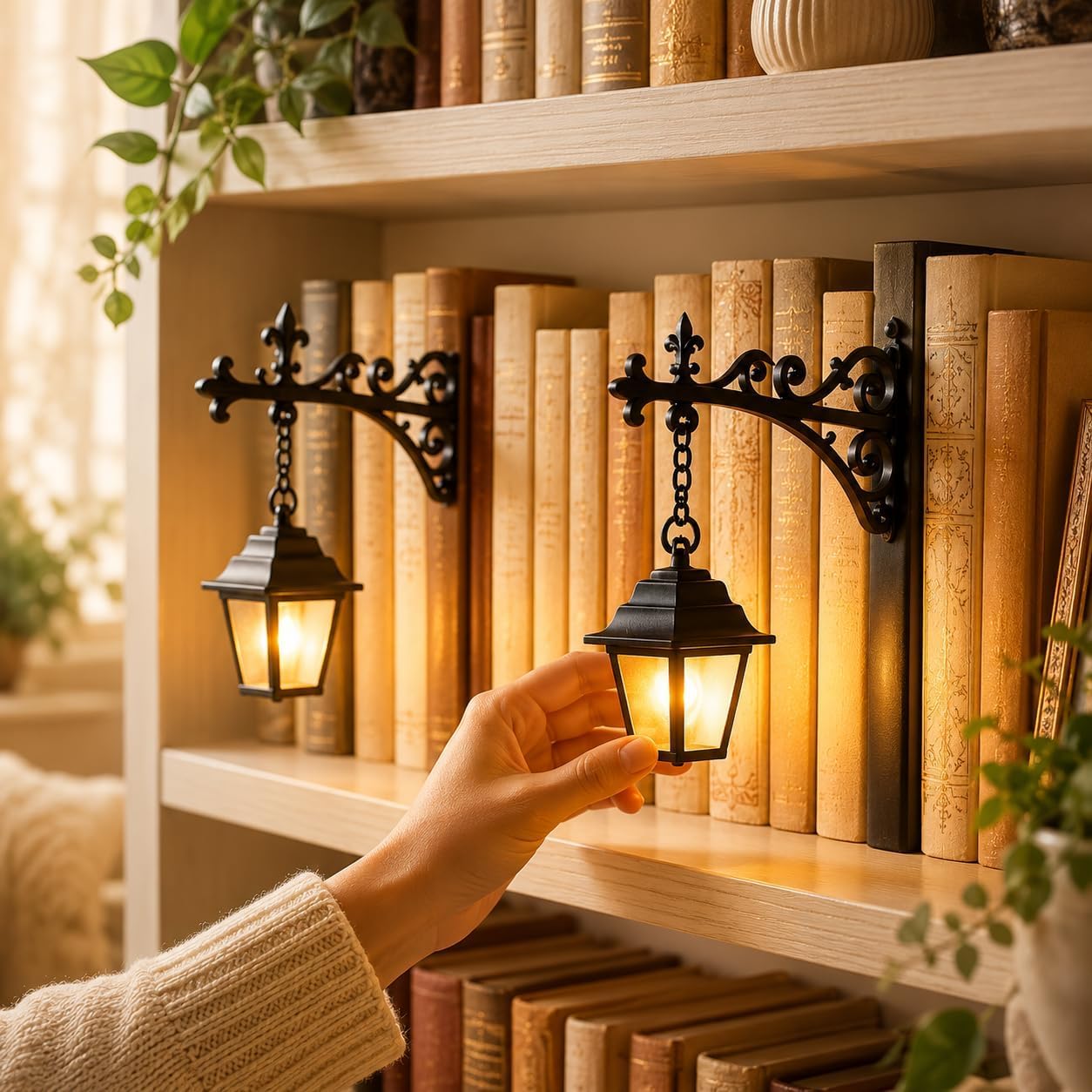 Set Mit 2 Dekorativen Bibliothekslaternen Für Bücherregale, Led-nachtlicht Für Leseecke, Leseeckenlampe, Bibliothekslampen, Tischlampen, Halloween-geschenke