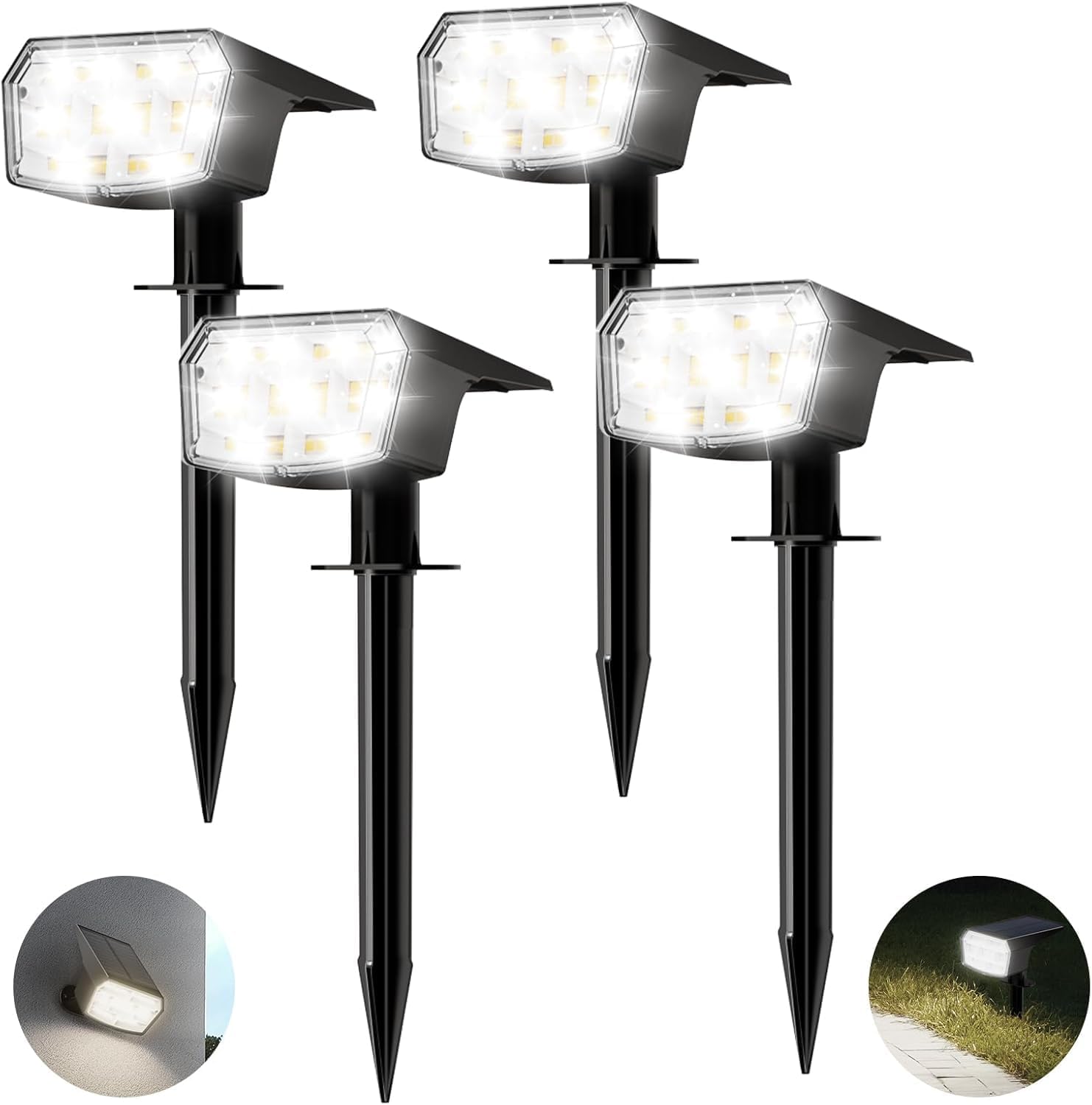 59 Led-solarleuchten Für Den Außenbereich, 4er-set, Ip65 Wasserdicht, Dämmerungssensor, 3 Helligkeitsstufen, 3000 K Warmweiß
