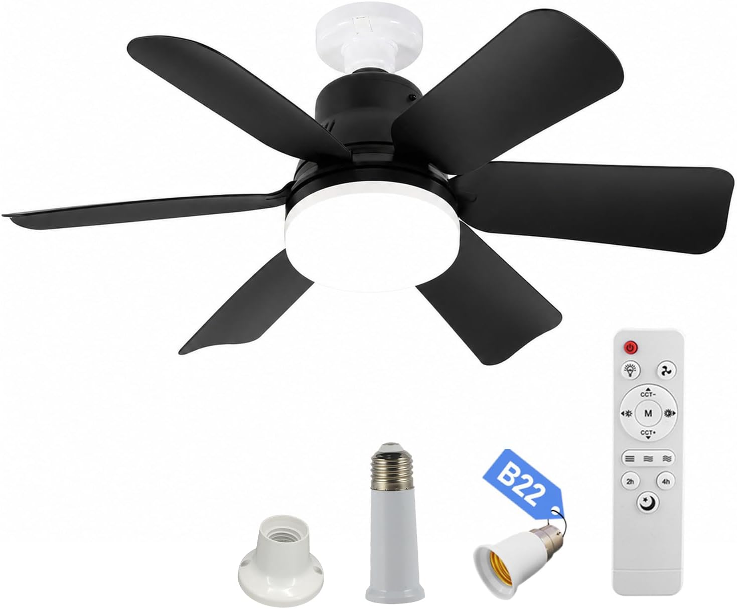 Deckenventilator Mit Licht Und Fernbedienung, 52 Cm Led-deckenventilator Mit Licht, 3 Modi Und 3 Geschwindigkeiten, Geräuschlose Deckenleuchte Für Wohnzimmer Und Schlafzimmer (schwarz)