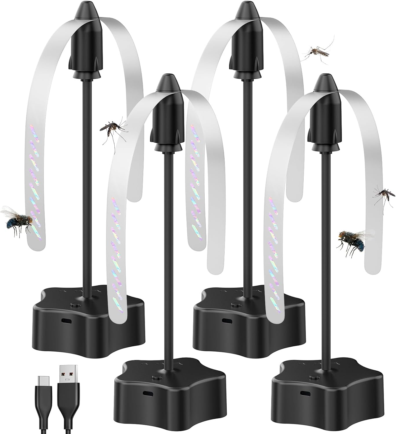 4-teiliger Fliegenabwehr-ventilator, Usb-aufladbar, Tragbarer Ventilator Für Terrasse, Garten, Restaurant, Picknick – Effektiver Schutz Vor Fliegenden Insekten
