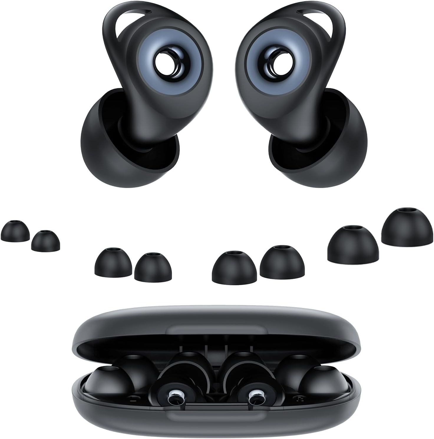 Schlaf-ohrstöpsel, 45 Db Geräuschreduzierung, Wiederverwendbare, Weiche Und Ergonomische Silikon-ohrstöpsel, 4 Größen (xs/s/m/l), Geeignet Zum Schlafen, Reisen, Konzentrieren Und Für Konzerte, Schwarz