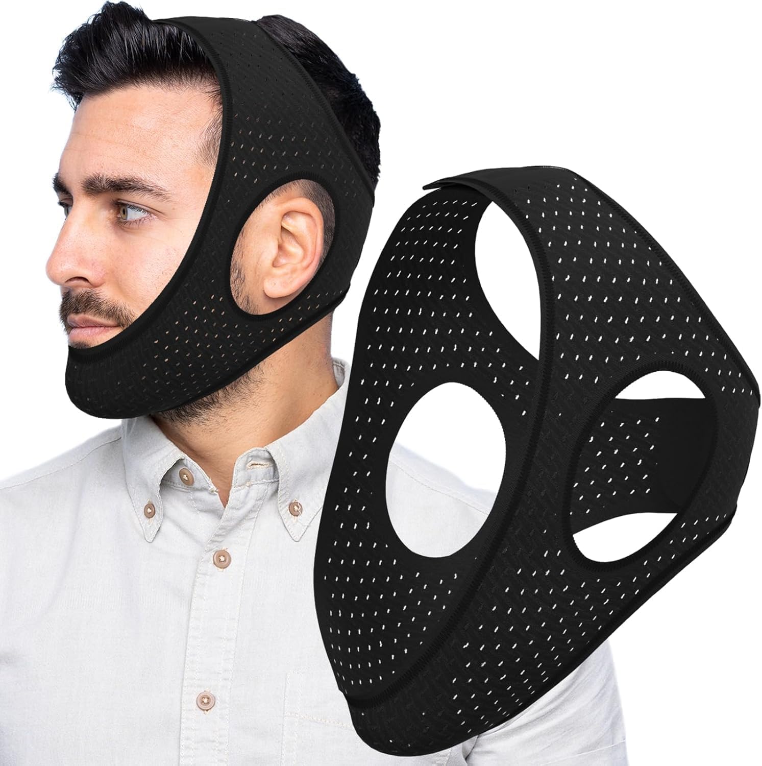 Anti-schnarch-kinnband, Leistungsstarkes Und Effektives Anti-schnarch-kinnband, Atmungsaktives Schlaf-kinnband, Verstellbares Kinnband Zur Reduzierung Des Schnarchens, Dünn Und Leicht (schwarz)