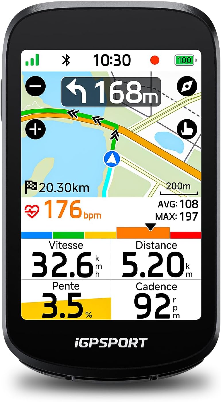 Bsc500 Kabelloser Fahrradcomputer, 3,3"-touchscreen, Karte, Sprachnavigation Trainingsmodus, Bergmodus, E-bike-modus, Automatische Routenneuberechnung, Radarsynchronisation, Strava, Bluetooth, Ant+,