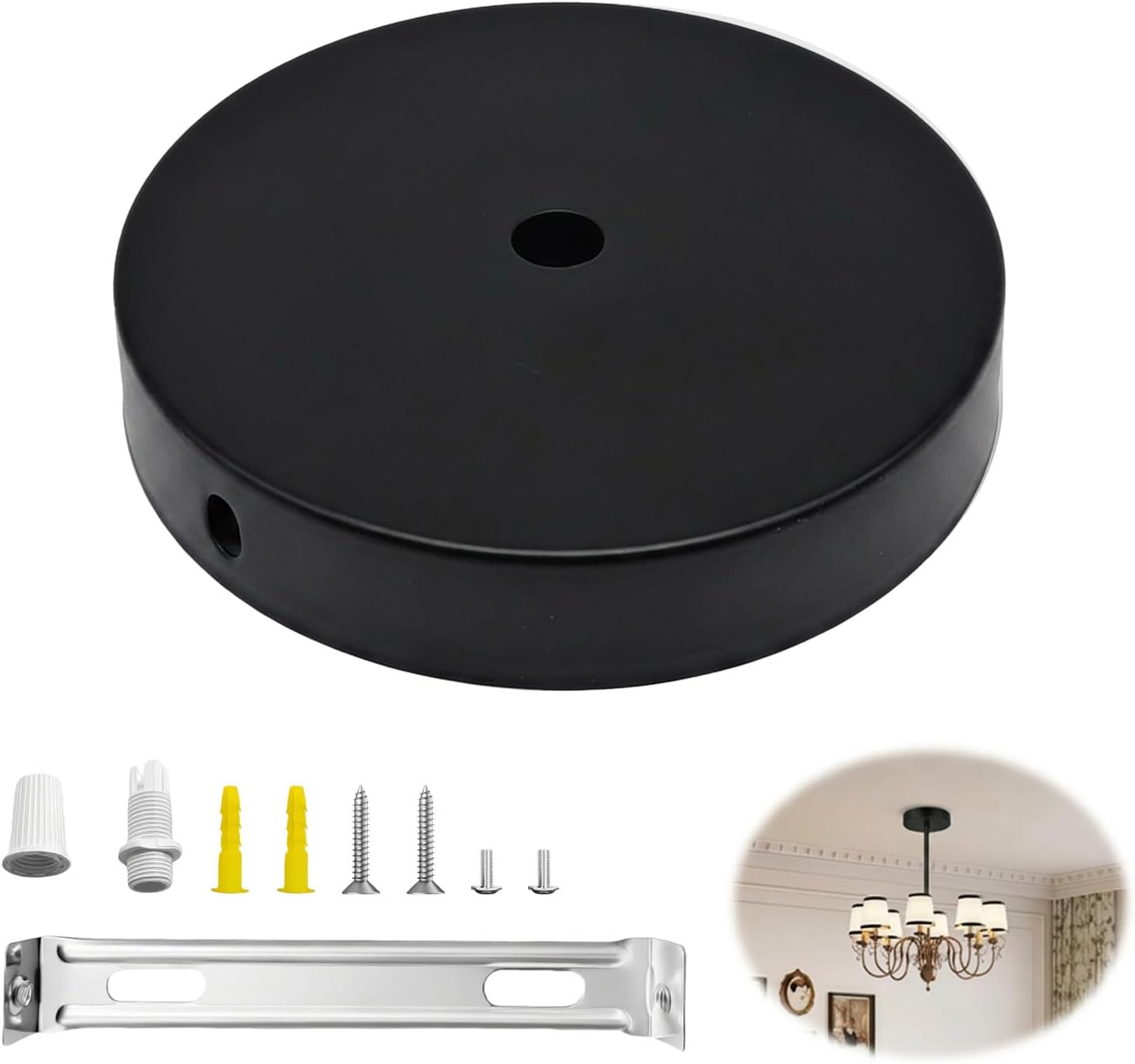 1 Stück 100 X 20 Mm Schwarze Deckenrosette Für Leuchten Deckenrosette, Lampenzubehör, Deckenblende, Geeignet Für Alle Lampen
