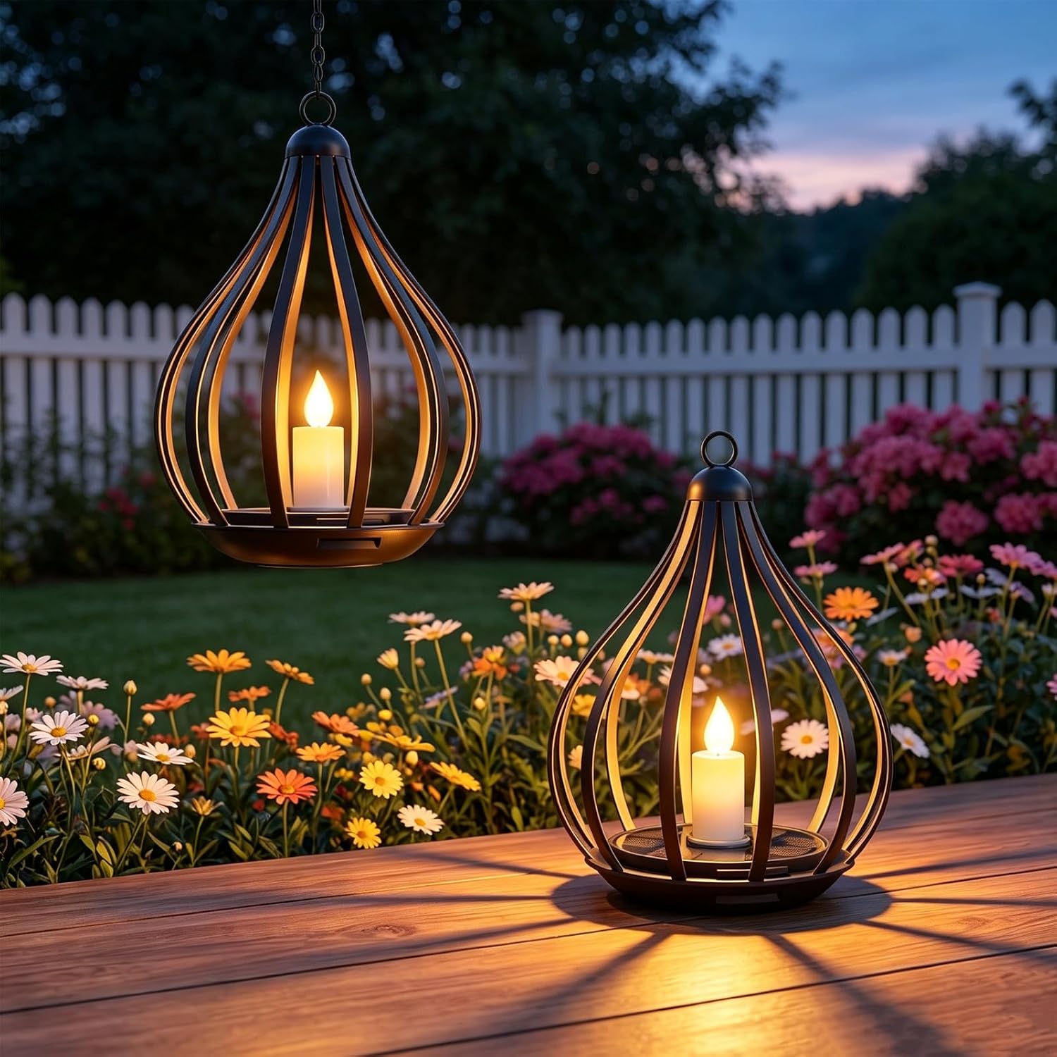 Solar-laternen Für Den Außenbereich, 2er-set Hängende Led-solar-kerzenleuchten Mit Flackerndem Flammeneffekt, Ip65, Für Die Gartendekoration Zu Weihnachten, Halloween, Balkon, Terrasse Und Camping