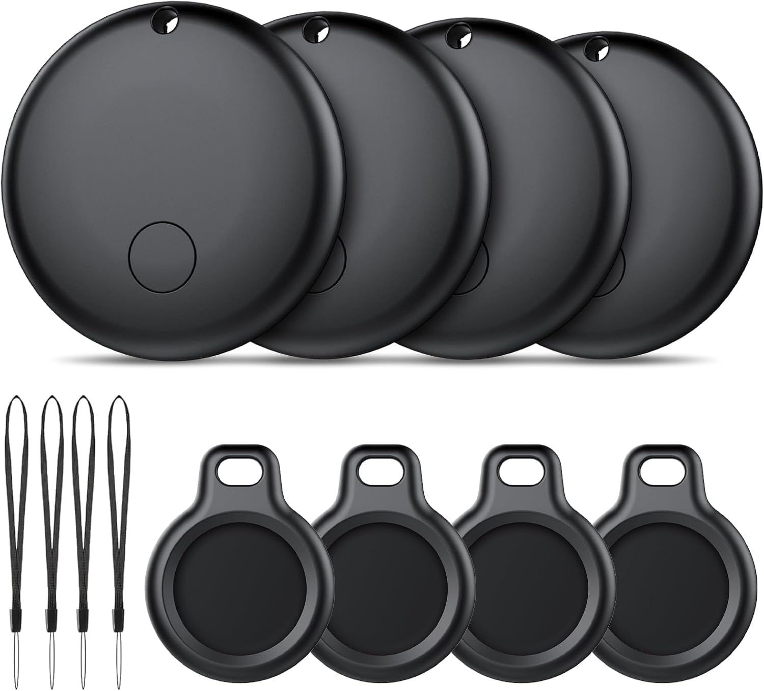 Smart Tag Für Android, Tracker-pack (4 Stück), Kompatibel Mit Der Google Find My App (nur Android), Inklusive Schutzhülle, Wasserdicht (ip68), Für Schlüssel, Geldbörsen Und Koffer, Schwarz