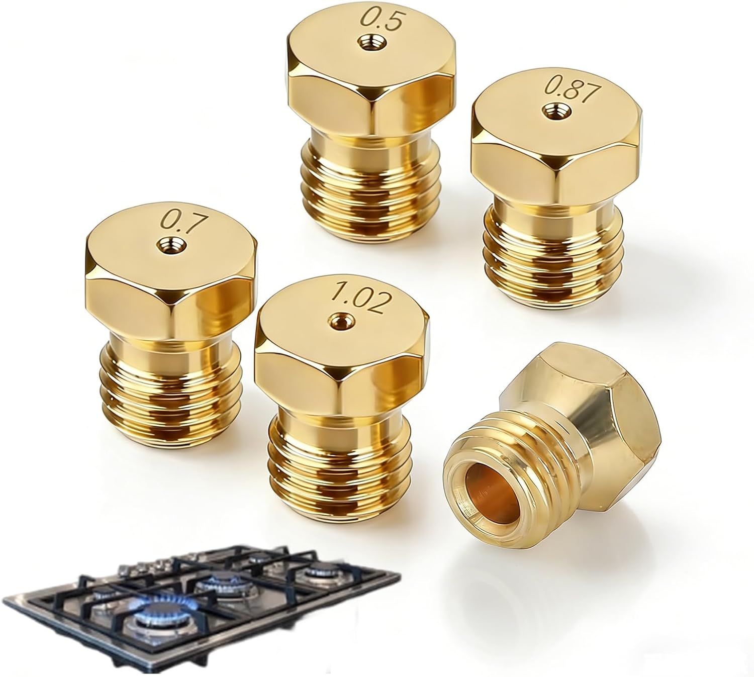 Set Mit 5 Butangasdüsen, Butangas-injektor-umrüstsatz, Flaschendüse Für Brenner 0,5/0,7/0,87/1,02, Kompatibel Mit Gasherden Und Gasbrennern Für Düsen Und Injektoren