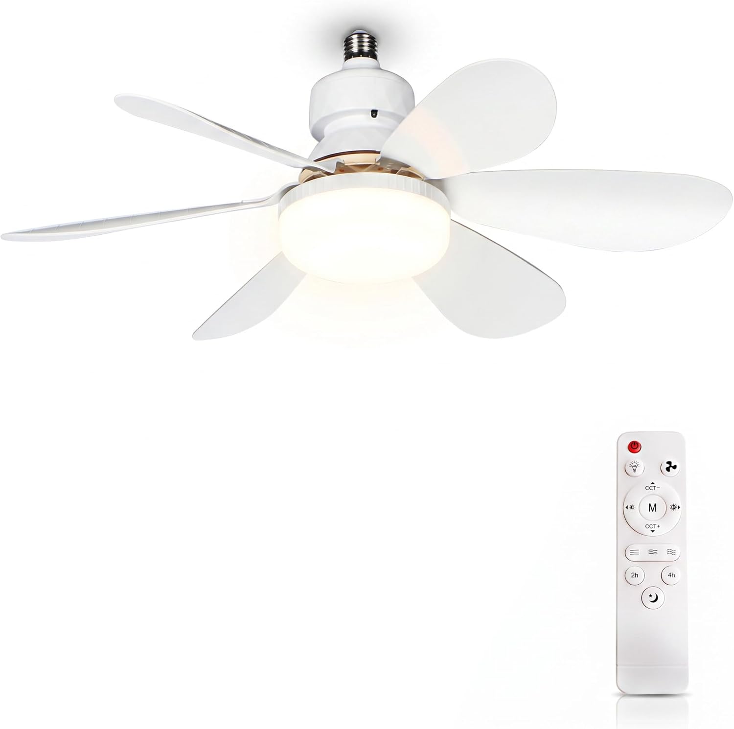 52 Cm Deckenventilator Mit Led-beleuchtung, E27-fassung, 6 Abnehmbare Abs-flügel, Gleichstrommotor, 3 Geschwindigkeitsstufen, Verstellbare Beleuchtung, Infrarot-fernbedienung, Für Schlaf- Und Wohnzimm