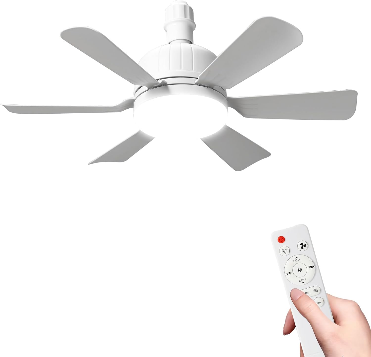 Deckenventilator Mit Licht Und Fernbedienung, 46 Cm Led-deckenventilator Mit Dimmbarer E27-glühbirne, Integriertem Licht, 3 Geschwindigkeitsstufen, Timer, Leisem Betrieb, Für Schlafzimmer, Wohnzimmer