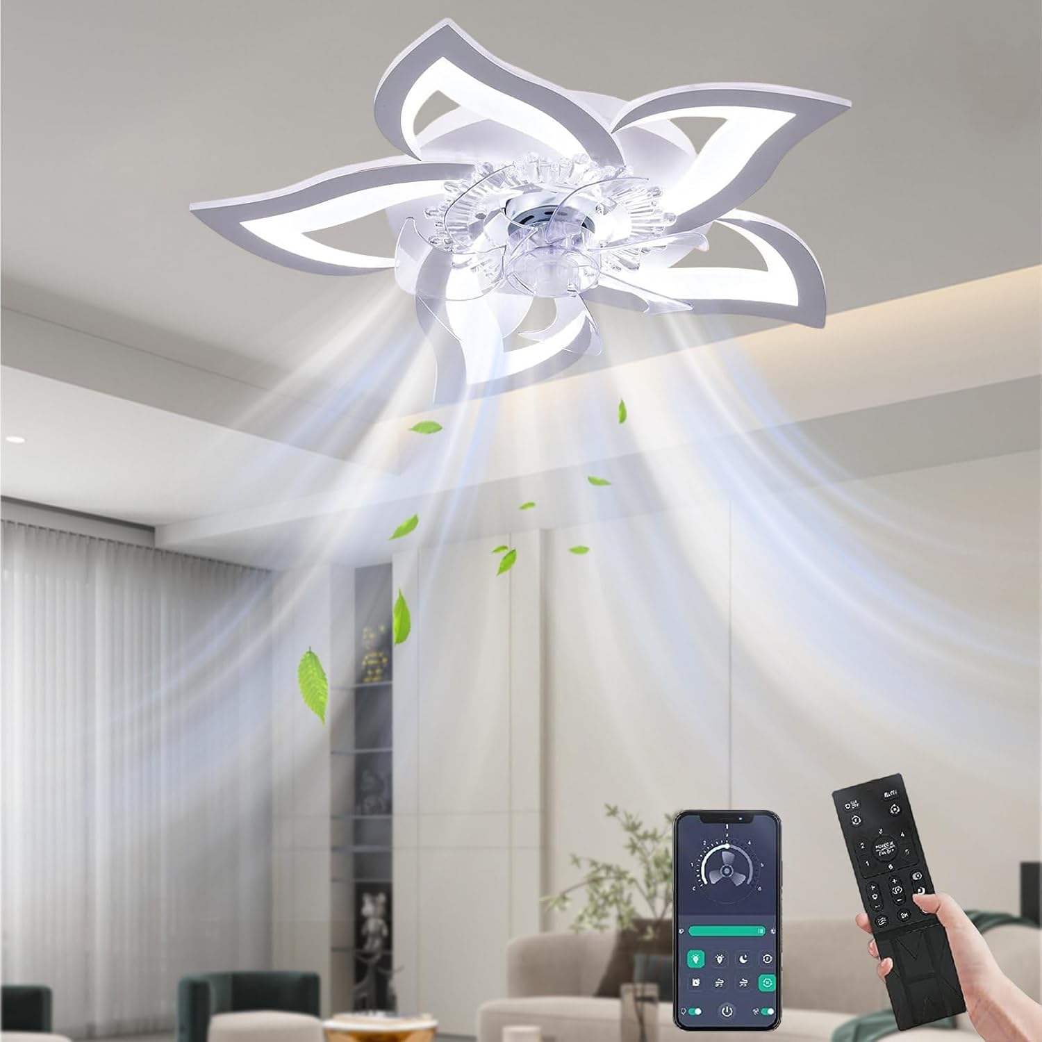 Deckenventilator Mit Licht Und Fernbedienung, 3 Farbtemperaturen Und 6 Geschwindigkeitsstufen, Leise Und Stufenlos Einstellbar. Deckenventilator Mit Led-beleuchtung Für Schlaf- Und Wohnzimmer.