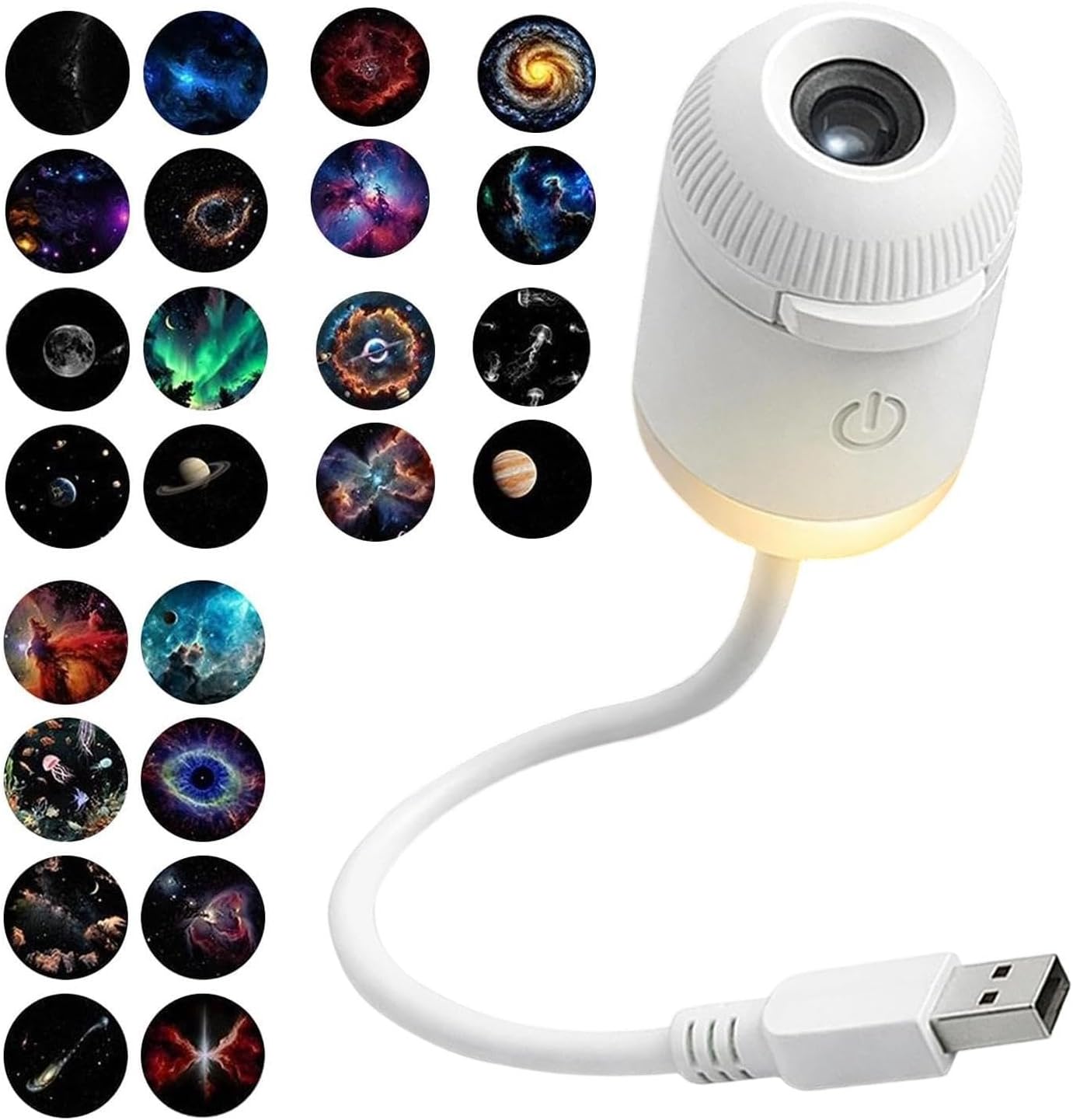 Galaxien-projektor-nachtlicht – 2-in-1-lampe Mit 24 Filmen 360° Drehbare Sternenhimmelprojektion, Dimmbare Led, Usb-anschluss, Dekorative Beleuchtung Für Auto, Schlafzimmer, Kinderzimmer, Partys Und