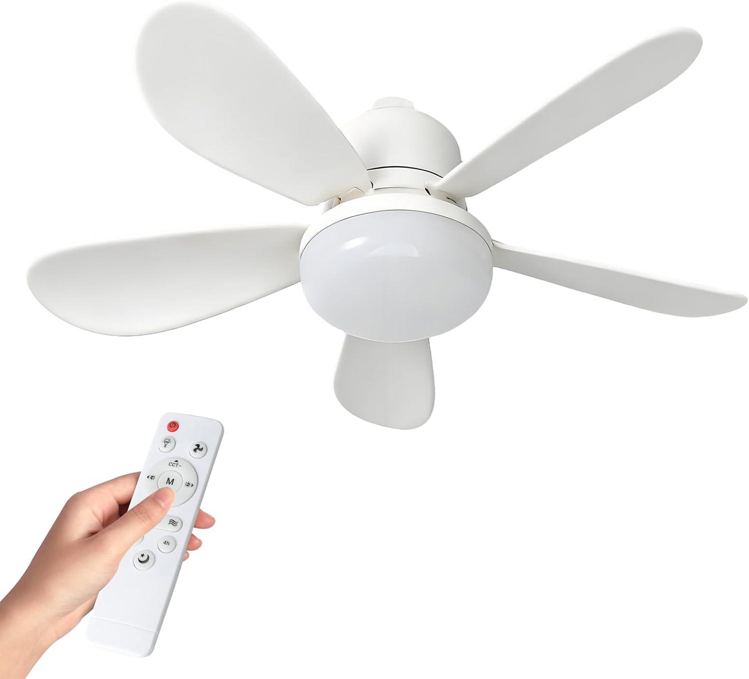 Deckenventilator Mit Licht, Dimmbarer E27-glühbirne Und Fernbedienung 52 Cm Led-leuchtmittel, 5 Abnehmbare Flügel, Timer, Leiser Betrieb, 3 Geschwindigkeitsstufen Für Wohnzimmer, Büro, Studentenwohnh