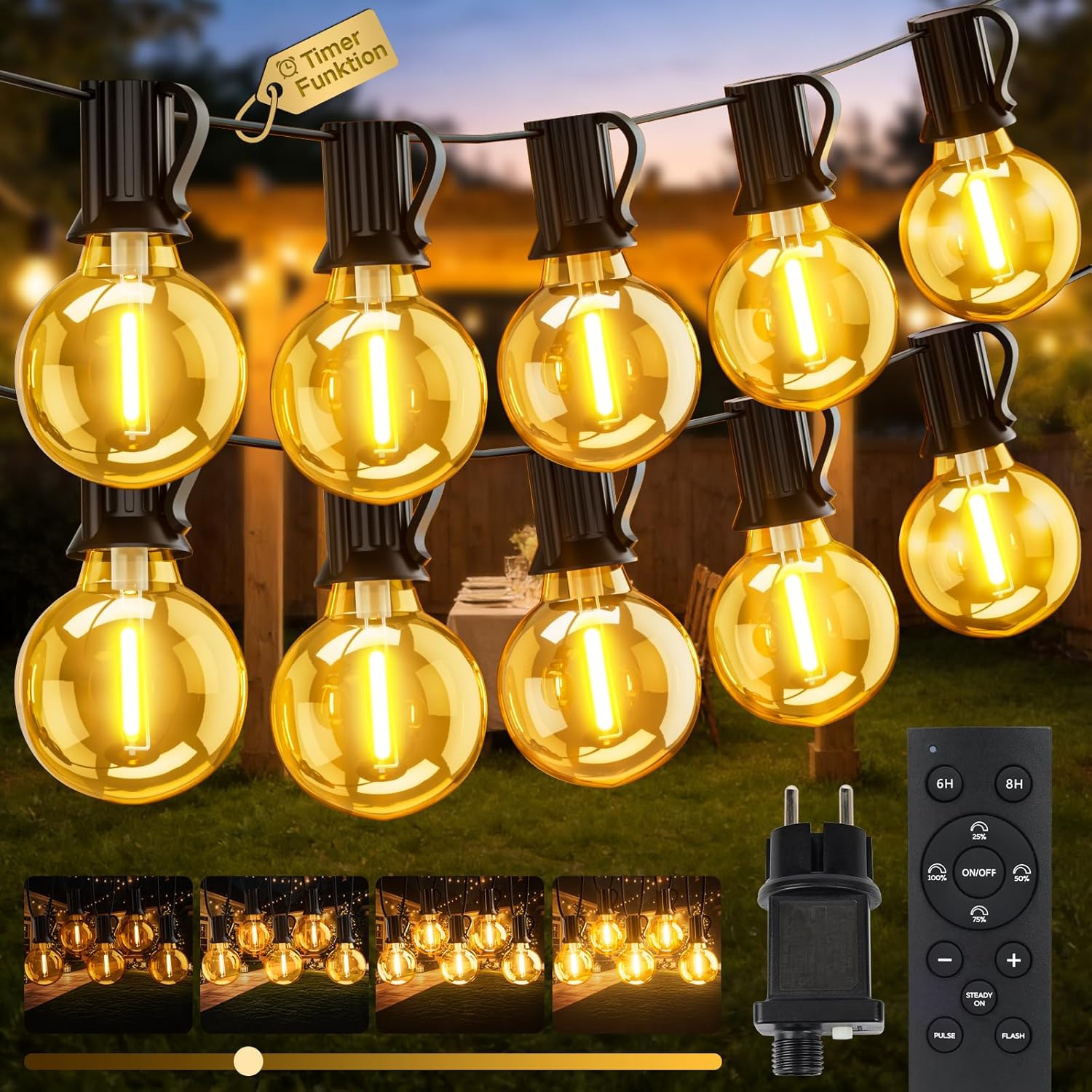 30 M Lange Lichterkette Für Den Außenbereich, G40 98,4 Fuß Wasserdichte Led-lichterkette, Verbindbare Lichterkette Für Garten, Terrasse, Balkon, Hochzeit