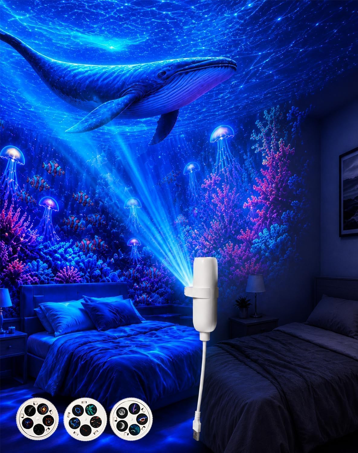 Intelligenter Dynamischer 5d-hologramm-hd-projektor, 5-in-1 Galaxy Hd Smart Dynamic Deckenprojektor, 360-grad-flexibler Schwanenhals, Plug & Play Für Stimmungsvolles Schlaflicht (15