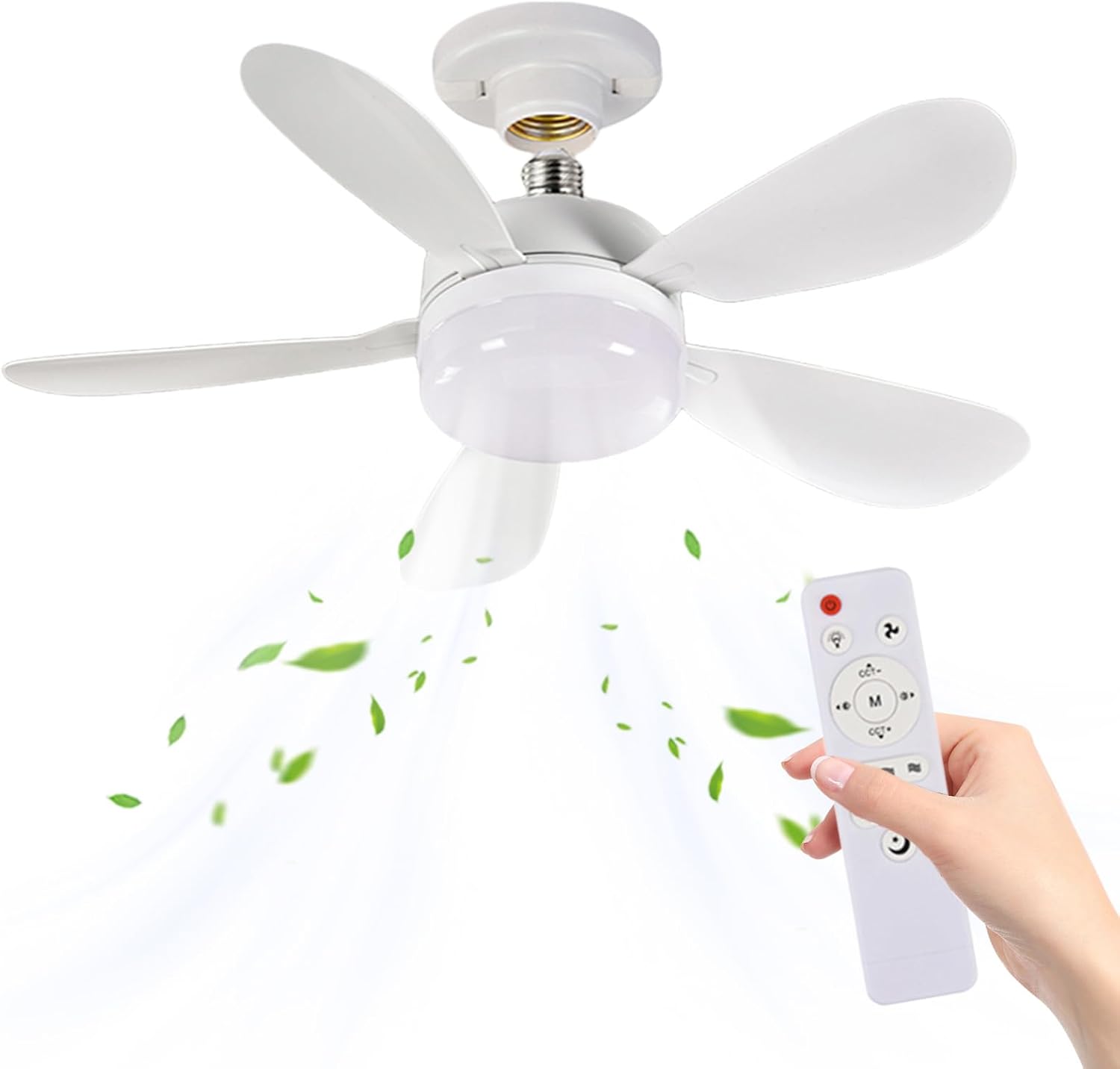 Deckenventilator Mit Licht, 52 Cm, Kleiner, Dimmbarer Led-ventilator, 3 Geschwindigkeitsstufen, Timer, E27/b22-fassung, Leiser Deckenventilator Mit Glühbirne Für Schlafzimmer, Wohnzimmer Und Küche