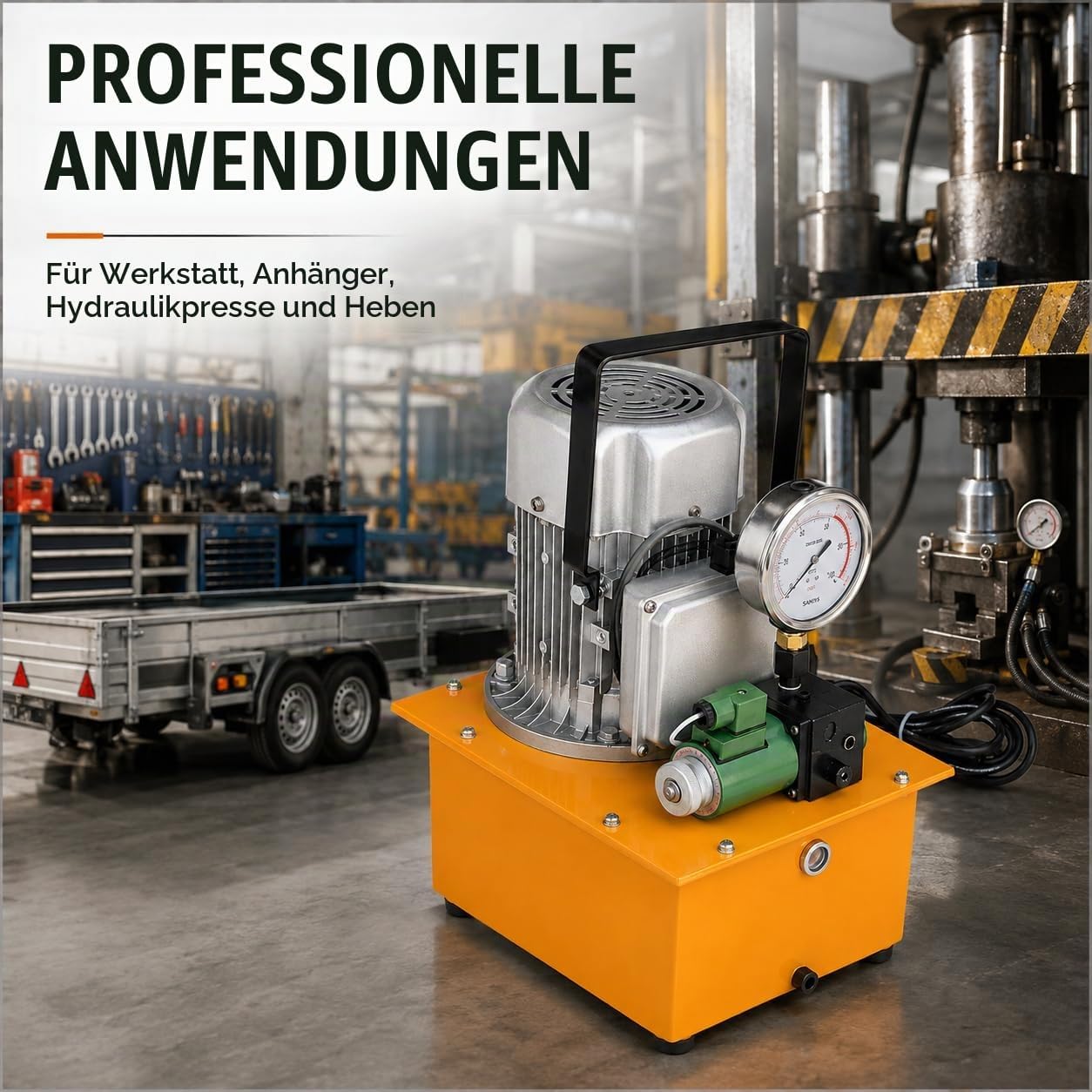 Elektrische Hydraulikpumpe 220v 750w 7l Tank Stahl Elektrohydraulikaggregat 1400u/min 725-10000psi Elektrohydraulische Pumpe Mit Pedalsteuerung Für Präzise Hydraulikleistung In Werkstatt Und Industri