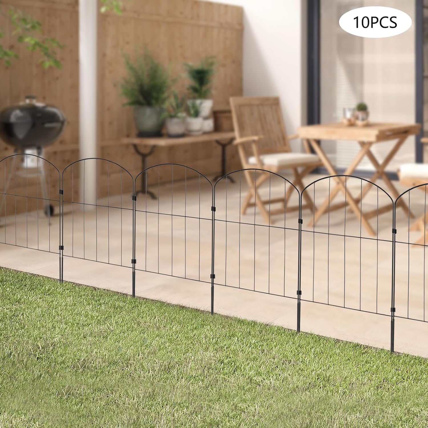 Dekorativer Gartenzaun Aus Metall,10pcs 60cm H X 33cm B,hundezaun Tier Barriere Landschaft Fechten,steckzaun Ohne Graben Fechten Grenze Für Hof Terrasse Blumenbeet (bogen)