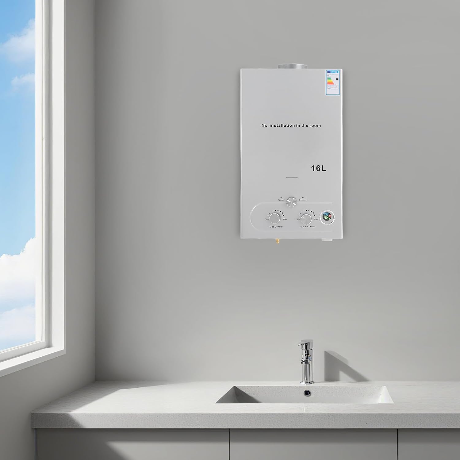 32kw Lpg Durchlauferhitzer, 16l Kapazität – Sofortige Warmwasser Mit Duschkopf & Schlauch – Mobiler Gaswasserheizer Für Camping, Wohnwagen Und Garten – Hohe Effizienz (≥80.8%), Einfache Montage