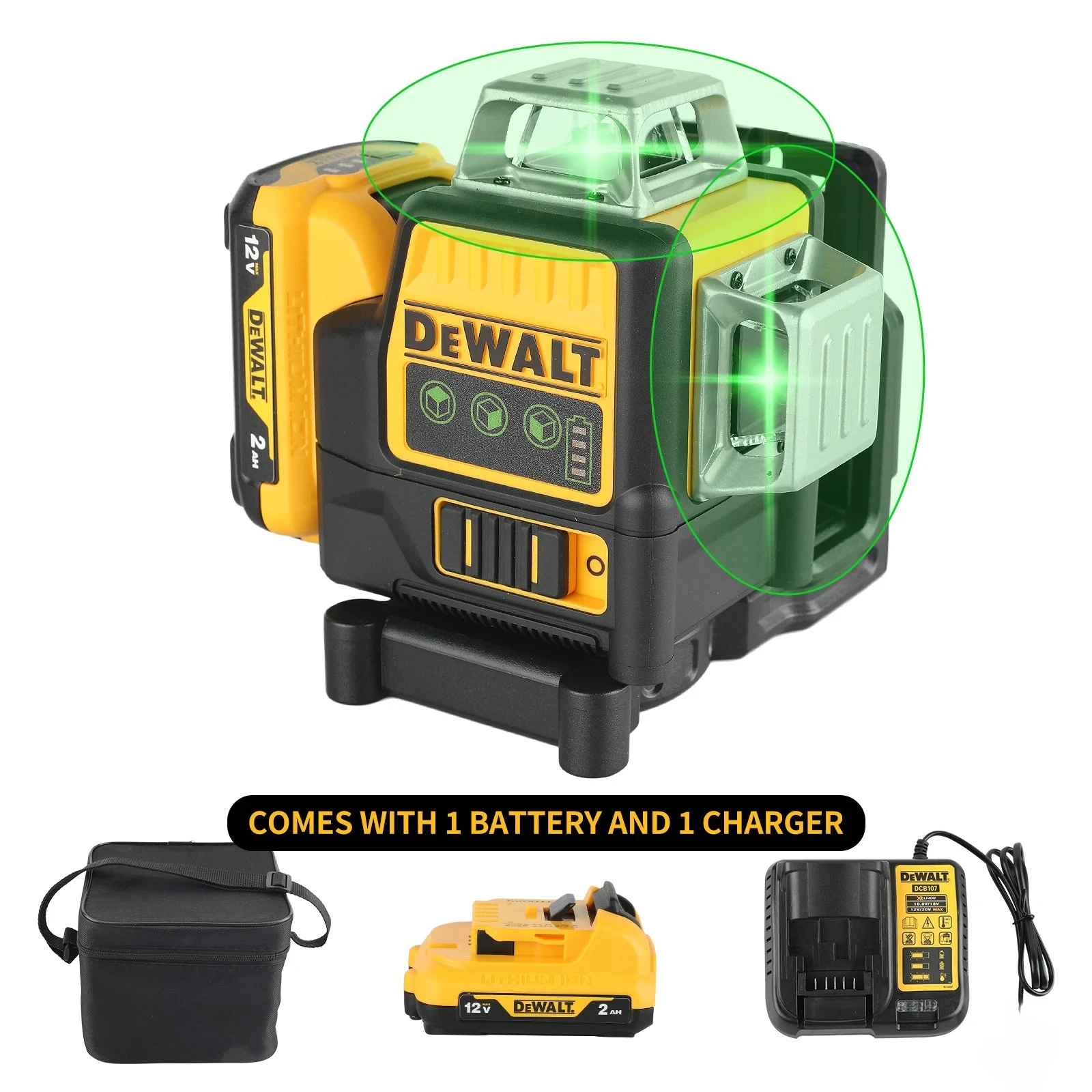 Dewalt Dw089lg Livella Laser Multilinee Verde 12v 3x360° - Kit Completo Con Batteria
