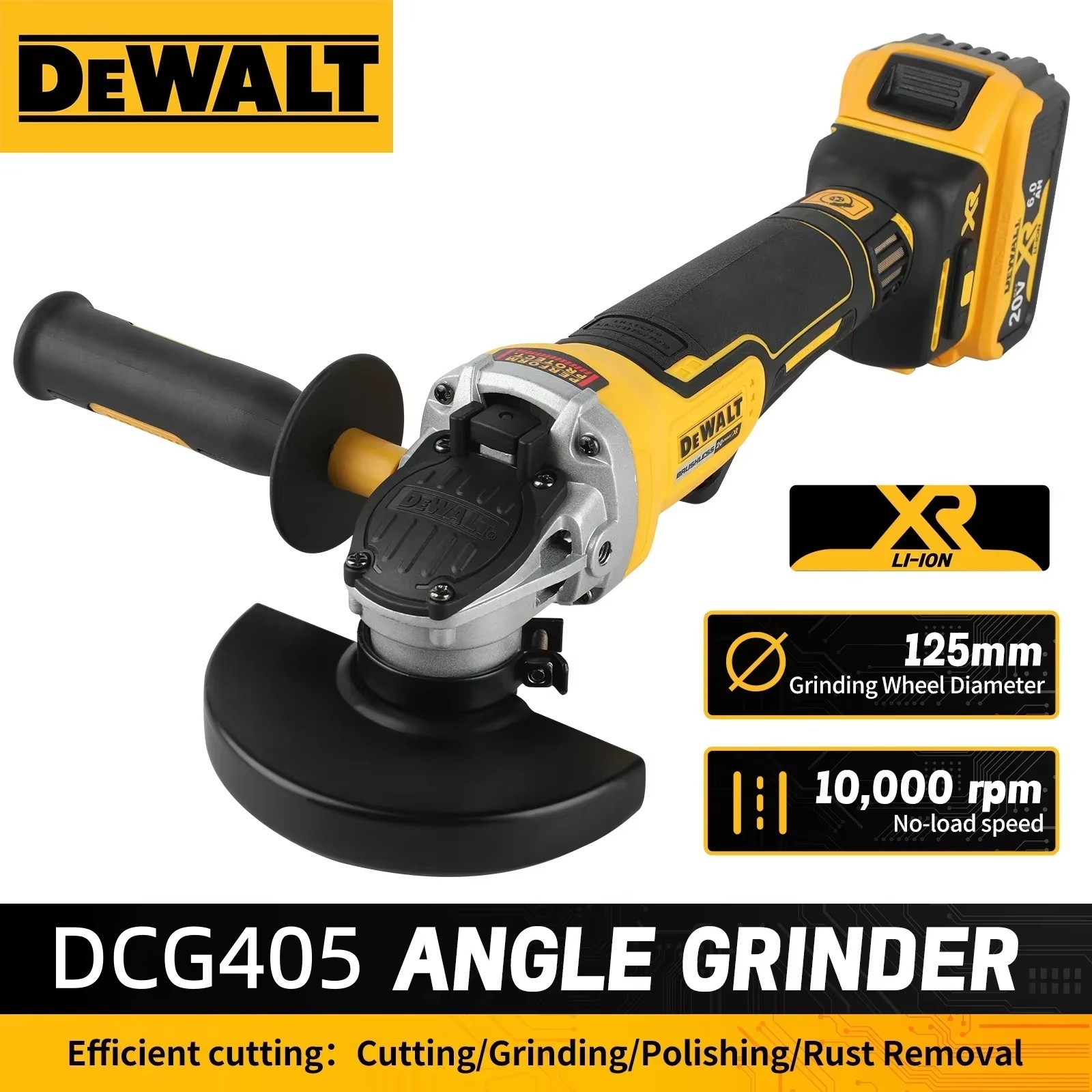 Dewalt Dcg405nt Smerigliatrice Angolare 18v 125mm Brushless - Con Batteria E Caricabatterie