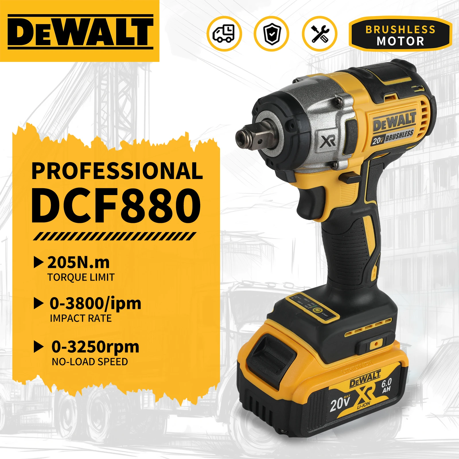 Dewalt Dcf880 Avvitatore Ad Impulsi Xr 18v 1/2" Compatto - Kit Con Batteria E Caricatore