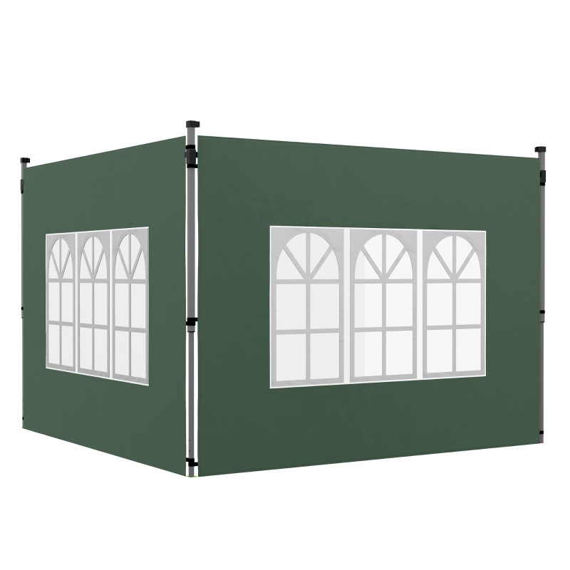 Set Aus 2 Seitenwänden Für Eine Gartenlaube 3 X 3/3 X 4 M Mit Fenster – 295 X 195 Cm – Wasserdicht – Grün