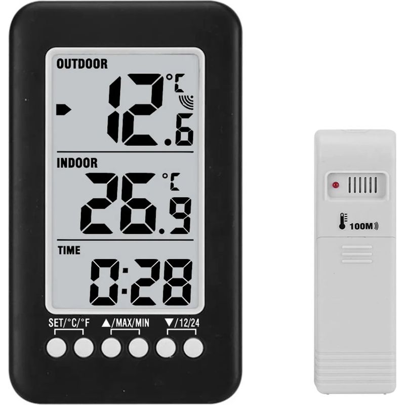 Kabelloses Innen- Und Außenthermometer Mit Lcd-anzeige (℃/℉) Und Temperaturmessung Mit Sender