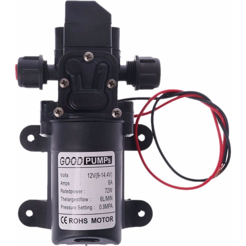 12v 6a 72w Hochdruck-membranpumpe – Fördermenge 6 L/min – Saughöhe 1–2 M – Förderhöhe 70 M – Thermischer Schutz