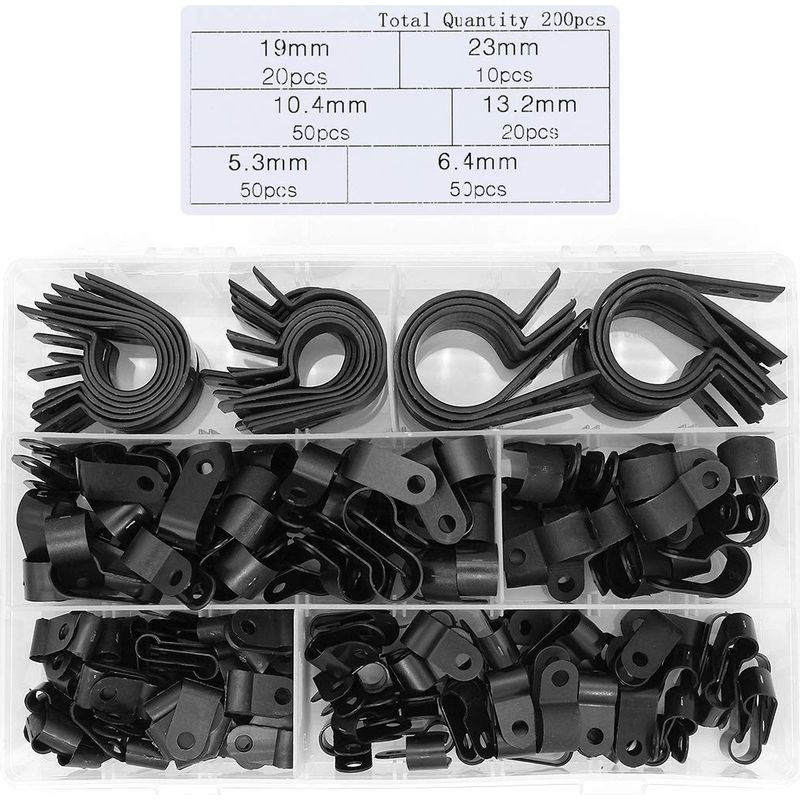 200 Stück Kunststoff-p-clips, Nylon-rohrschellen