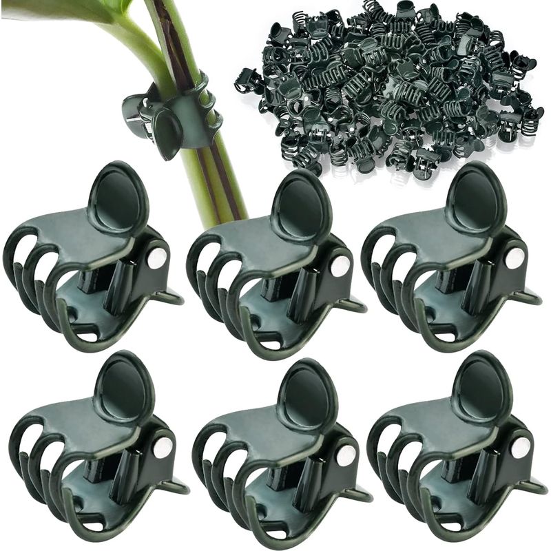 Pflanzenclips – 100 Stück – Garten – Gartenarbeit – Pflanzenclips – Clips – Pflanzen – Blumen – Pflanzenstütze, Orchideenclips – Grün