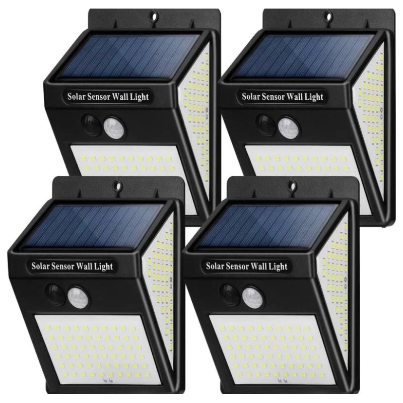 Solar-außenleuchte, Solarlampe Mit Bewegungsmelder, 3 Modi [4er-pack, 144 Leds] Wasserdichte, Kabellose Solar-wandleuchte Für Den Garten [energieklasse