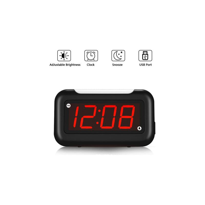 Led-digitalwecker - Morgenwecker Für Rote Zahlenanzeige Leuchtender Wecker - Schwarz