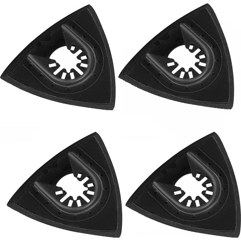 Set Mit 4 Universellen Dreieckigen Schleifpads Für Oszillierende Multifunktionswerkzeuge, Schnellverschluss, 76 Mm, Schwarz