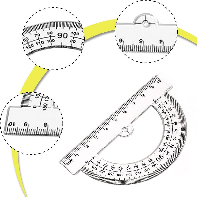3-teiliges 180°-winkelmesser-set, Winkelmesser Aus Kunststoff, Geometrie-werkzeug Für Schule Und Büro, Transparent