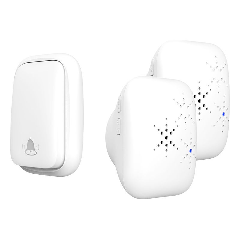 Kabellose Außentürklingel – Wasserdicht Mit 2 Empfängern – Schutzart Ip68 – 150 M Reichweite – 4 Lautstärkestufen – 38 Klingeltöne – Batterielos, Weiß, 74,5 X 2,3 Cm