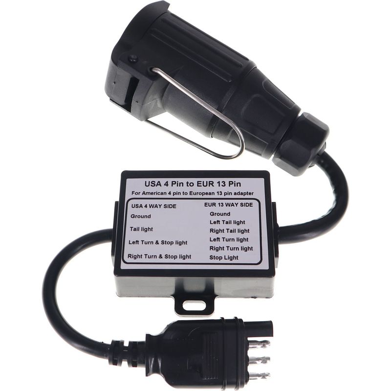 Adapter Für Tragbare Anhängerbeleuchtungs-verkabelung, Konverter: Flacher Us-4-pin-stecker Aus Kunststoff Auf 13-pin-eu-stecker.