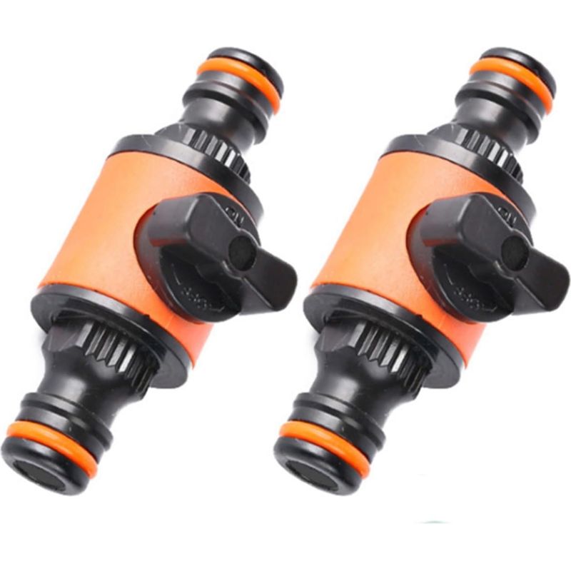 Set Mit 2 Schnellkupplungs-gartenschlauchanschlüssen Mit Absperrventil, Gartenschlauchverbinder (orange)