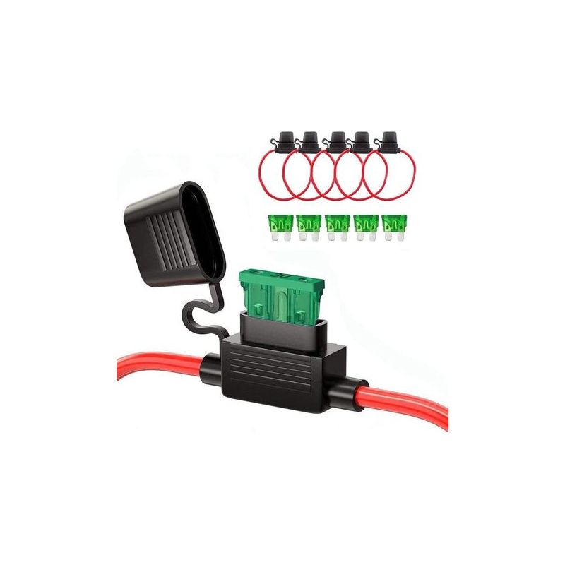 Stück Kfz-sicherungshalter Mit Flachstecker, Wasserdicht, Mit Kabel, Max. 32 V/30 A, Für Mittelgroße Pkw Und Lkw, Mit Vollständig Umspritztem Gehäuse