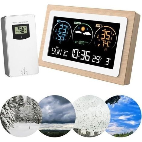 Drahtlose Digitale Wetterstation Mit Außensensor – Zeigt Uhrzeit, Datum, Temperatur, Luftfeuchtigkeit, Luftdruck, Alarm Und Mondphasen An